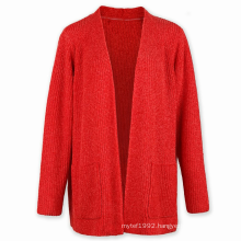 Women's knit sweater red Ugly christmas sweater v neck long sleeve ladies knitted cardigan